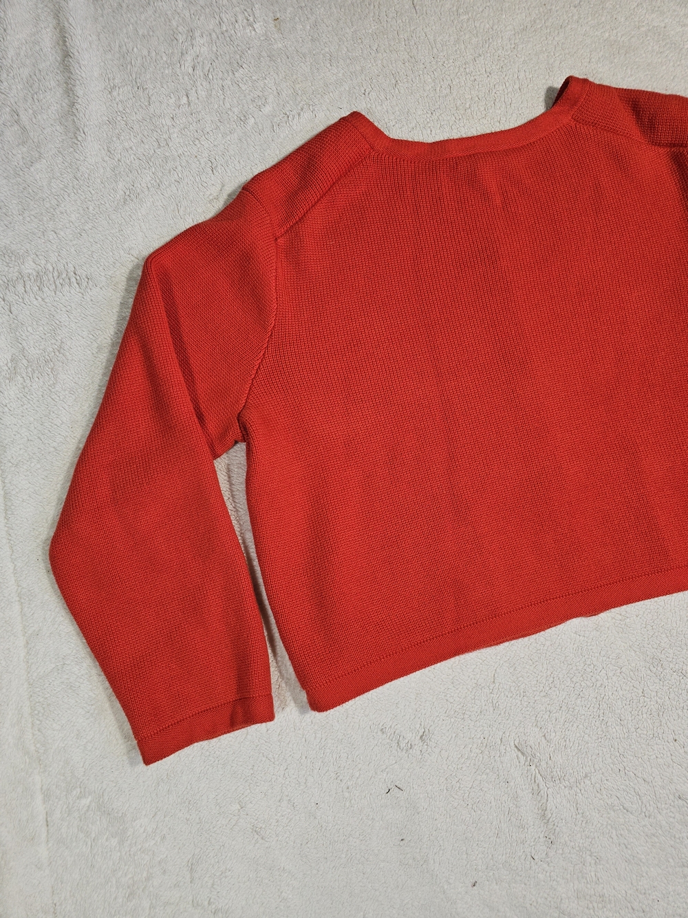 J. Crew Red Cropped Crewneck Cardigan with Gold Buttons. - Picture 11 of 13